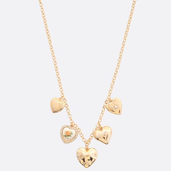 PUFFY HEART STATION METAL NECKLACE