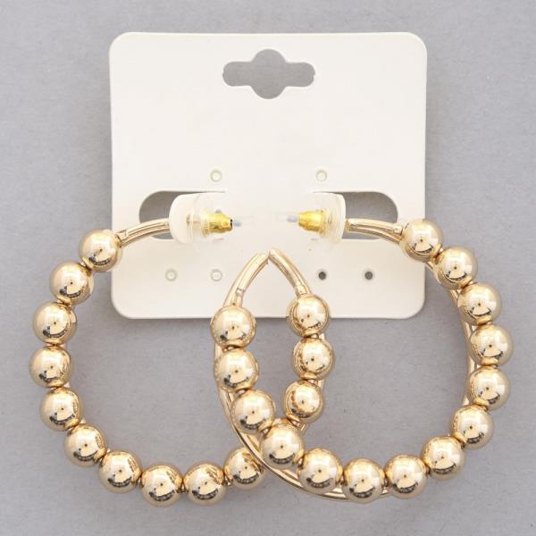 BALL BEAD DOUBLE OPEN HOOP EARRING