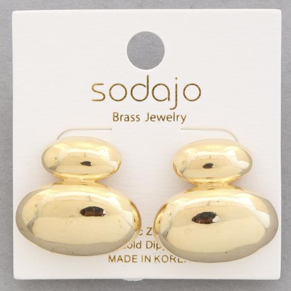 SODAJO OVAL METAL GOLD DIPPED EARRING