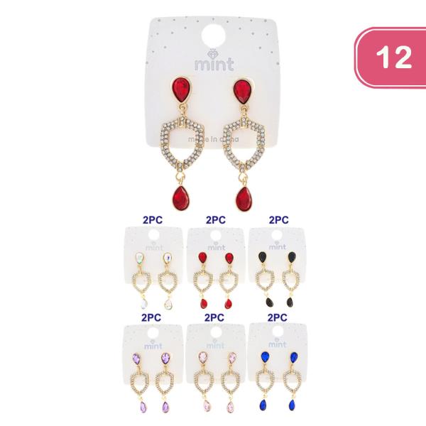 RHINESTONE DANGLE EARRING (12 UNITS)