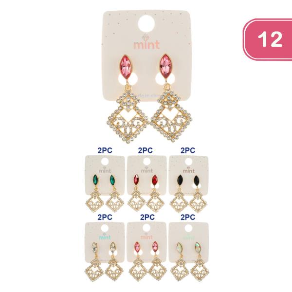 RHINESTONE DANGLE EARRINGS (12 UNTIS)