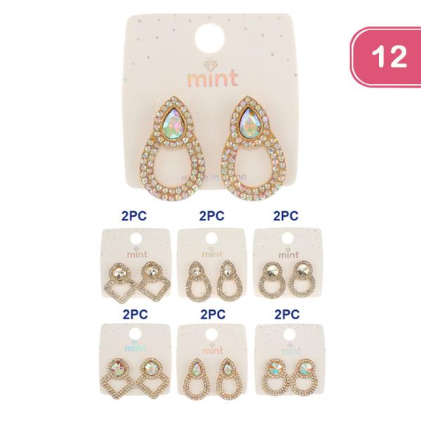 RHINESTONE EARRINGS (12 UNITS)