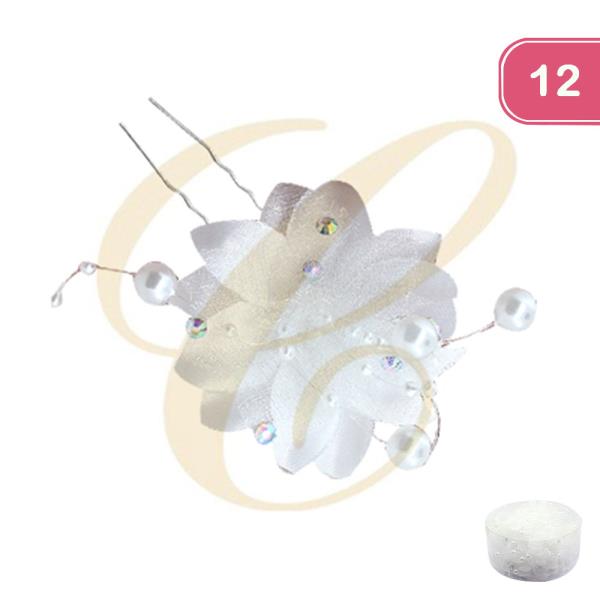 FLOWER PEARL BRIDAL HAIR PIN (12 UNITS)