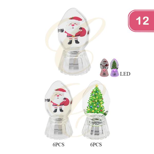 CHRISTMAS GLASS LIGHT UP DECOR  (12 UNITS)