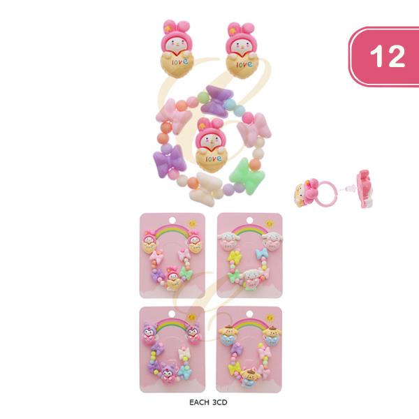 BUNNY LOVE BEADED BRACELET EARRING SET (12 UNITS)