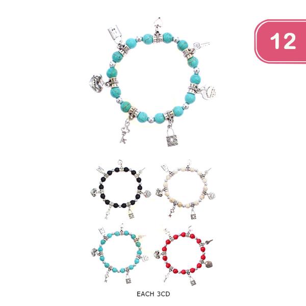 CHARM BEADED STRETCHABLE BRACELET (12 UNITS)