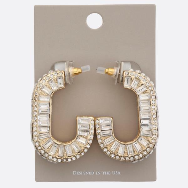 RHINESTONE OPEN OVAL EARRING