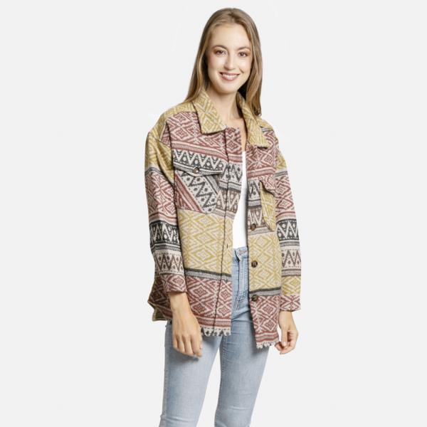 BOYFRIEND FIT TRIBAL SHACKET - ML SIZE