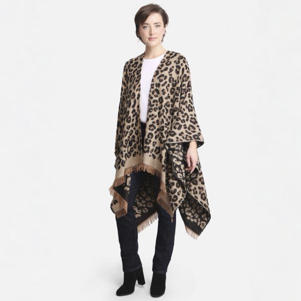 LEOPARD PRINT RUANA W/ FRINGE