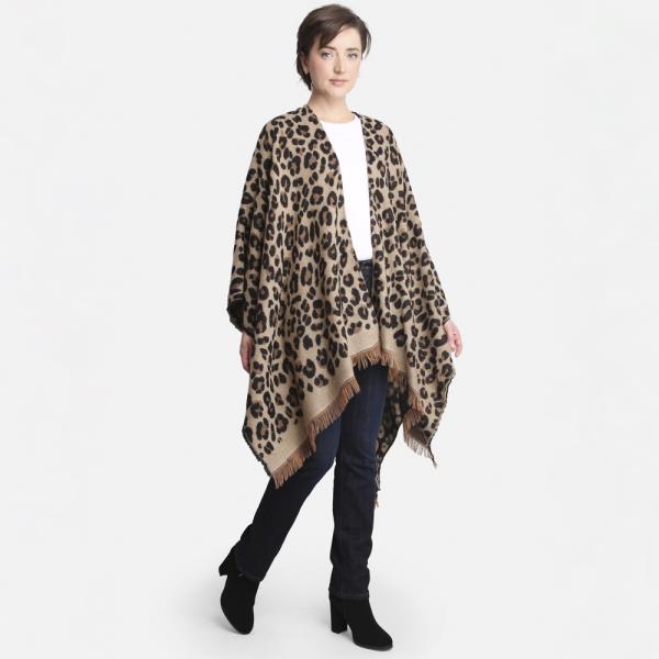 LEOPARD PRINT RUANA W/ FRINGE