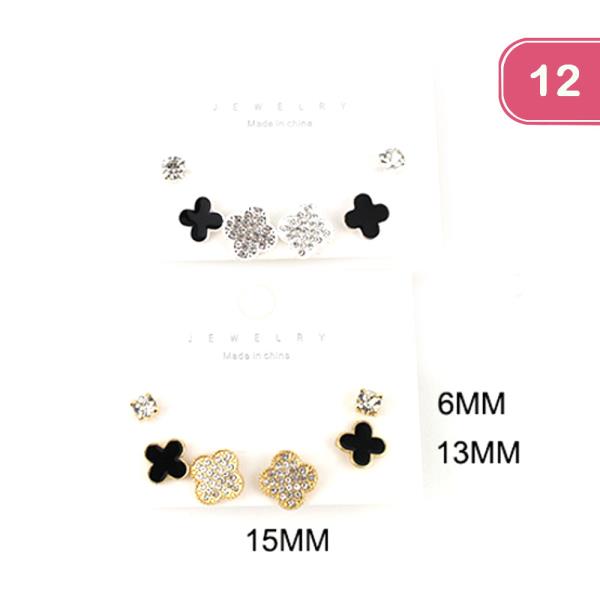 CLOVER STUD EARRINGS SET (12 UNITS)