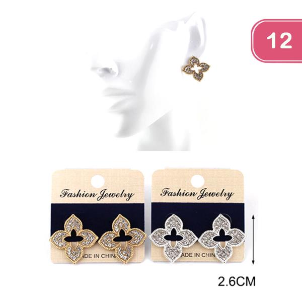 RHINESTONE CLOVER EARRING (12 UNITS)