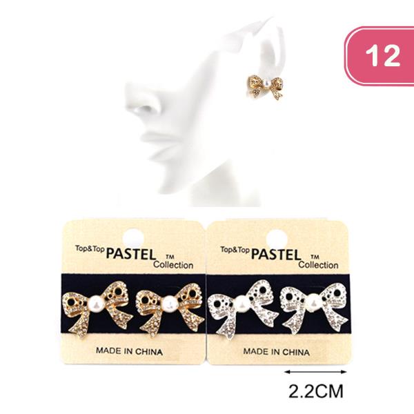 BOW PEARL EARRINGS (12 UNITS)