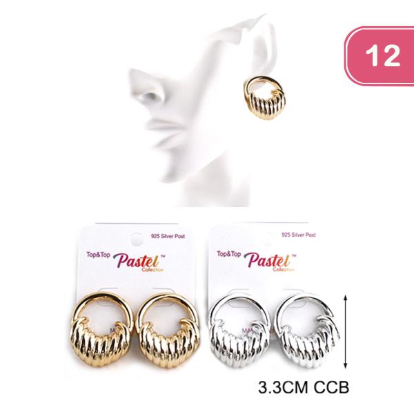 STUD ROUND TEXTURED EARRING (12 UNITS)