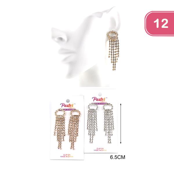 RHINESTONE TASSEL EARRINGS (12 UNITS)