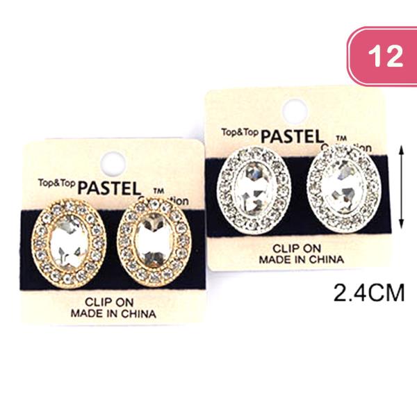 CLIP ON RHINESTONE EARRING (12 UNITS)