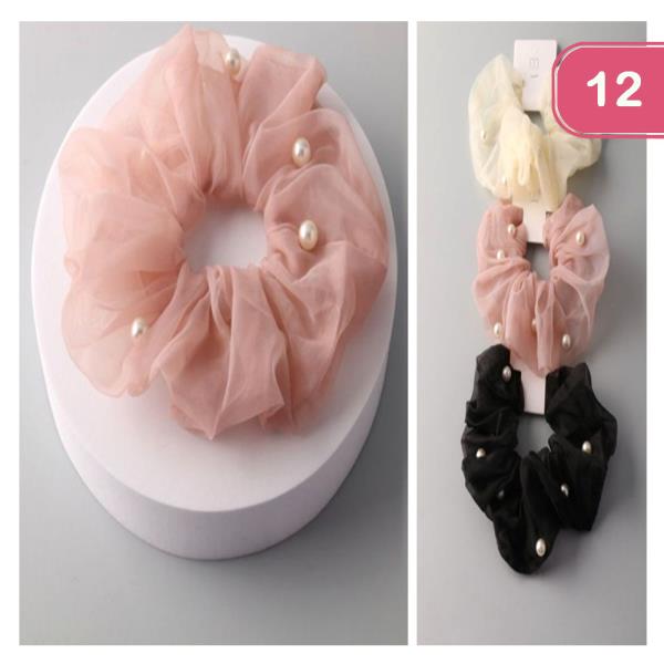 PEARL CHIFFON SCRUNCHIE (12 UNITS)