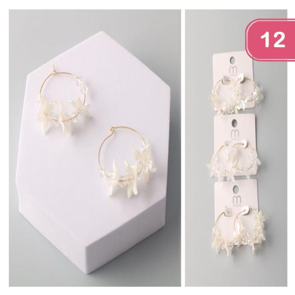 PEARL TULIP BEADED HOOP EARRING (12 UNITS)