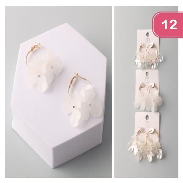 FLOWER DROP HOOP EARRING (12 UNITS)