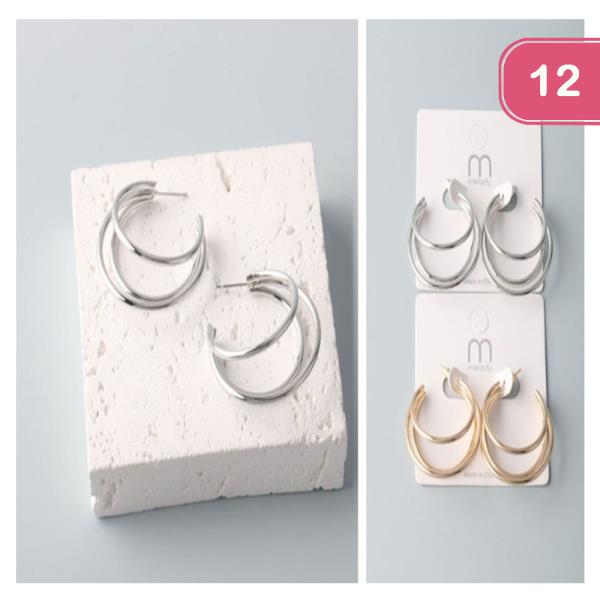 TRIPLE BENT WIRE HOOP EARRING (12 UNITS)