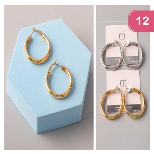 STAINLESS STEEL SMALL CIRCLE HOOP EARRINGS (12 UNITS)