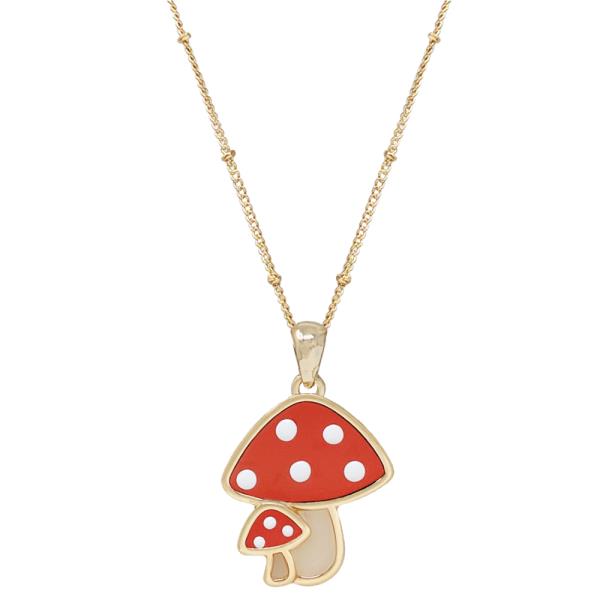 DOUBLE MUSHROOM PENDANT NECKLACE