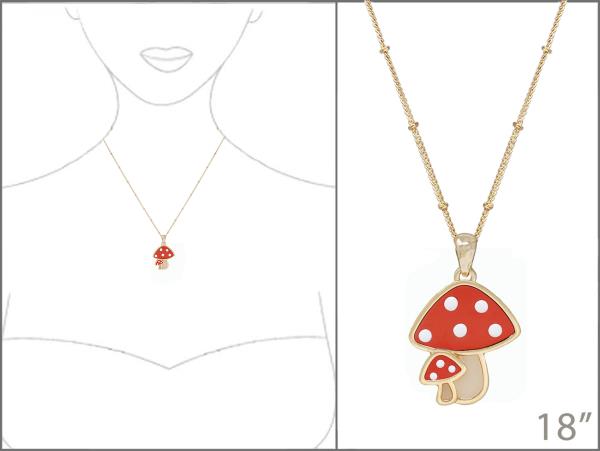 DOUBLE MUSHROOM PENDANT NECKLACE