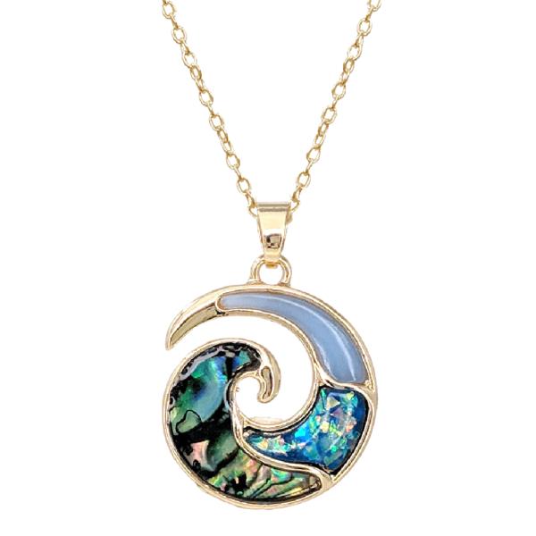 SEALIFE OPAL STONE WAVE PENDANT NECKLACE