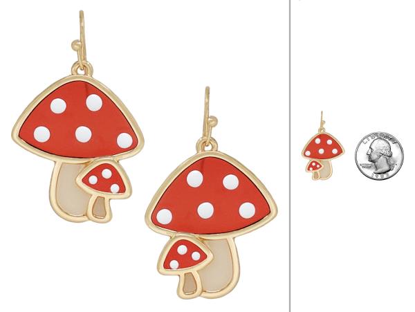 DOUBLE MUSHROOM DANGLE EARRING