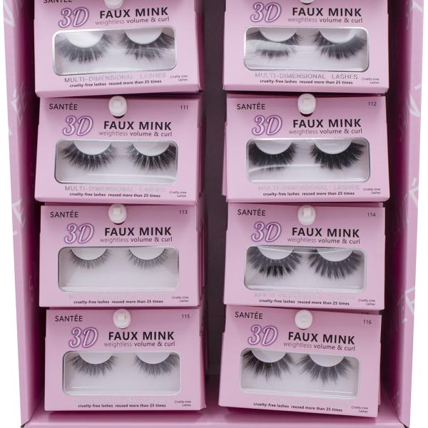 SANTEE 3D FAUX MINK WEIGHTLESS VOLUME AND CURL EYE LASHES W DISPLAY SET