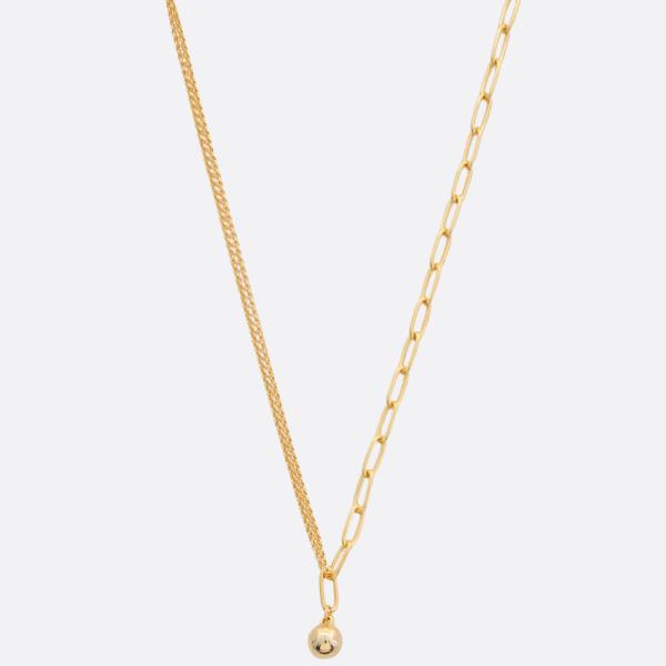 SODAJO BALL BEAD OVAL ROPE LINK GOLD DIPPED NECKLACE