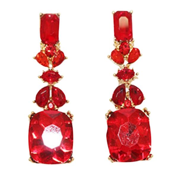 CRYSTAL STONE SQUARE TEARDROP POST EARRING