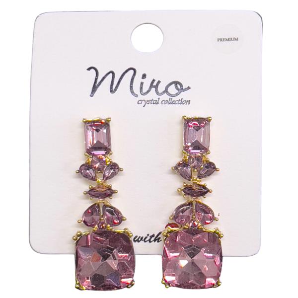 CRYSTAL STONE SQUARE TEARDROP POST EARRING