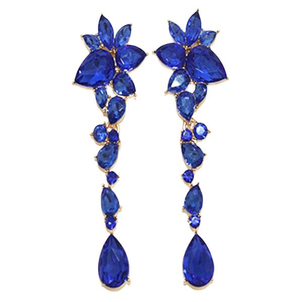 CRYSTAL STONE FLOWER DROP EARRING