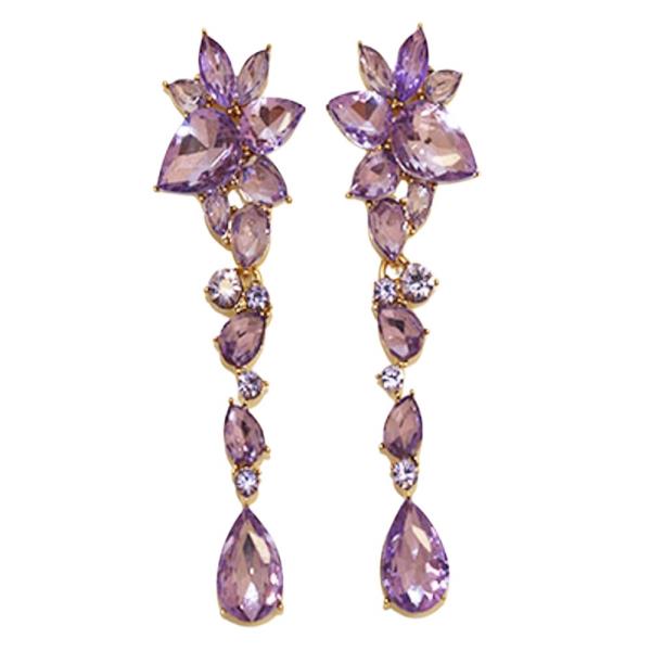 CRYSTAL STONE FLOWER DROP EARRING