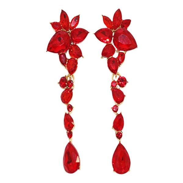 CRYSTAL STONE FLOWER DROP EARRING