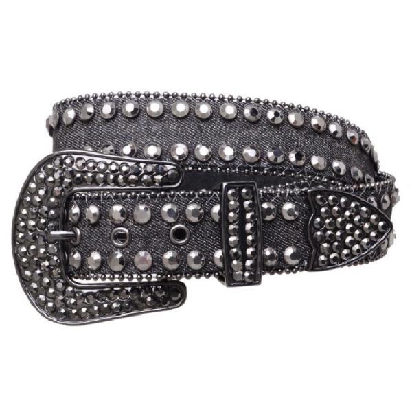 WESTERN RHINESTONE STUD DENIM BELT