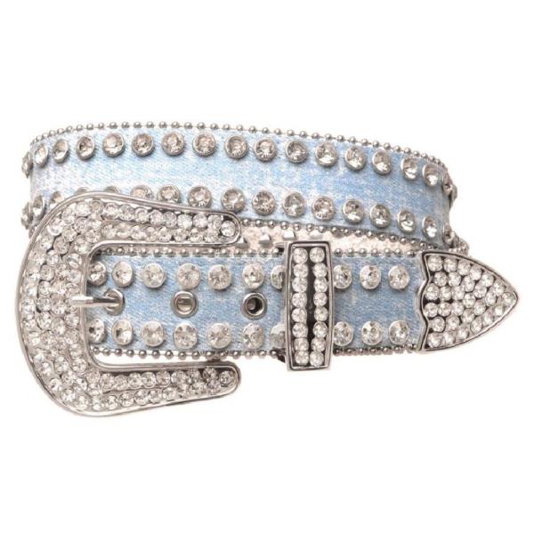 WESTERN RHINESTONE STUD DENIM BELT