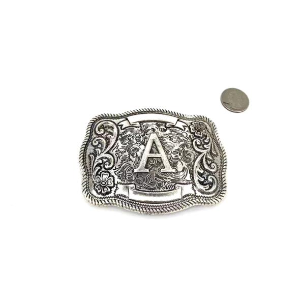 WESTERN ENGRAVED STYLE INITIAL METAL BUCKLE