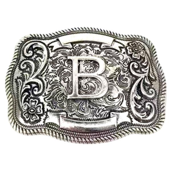 WESTERN ENGRAVED STYLE INITIAL METAL BUCKLE