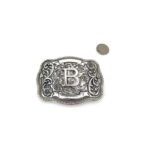 WESTERN ENGRAVED STYLE INITIAL METAL BUCKLE