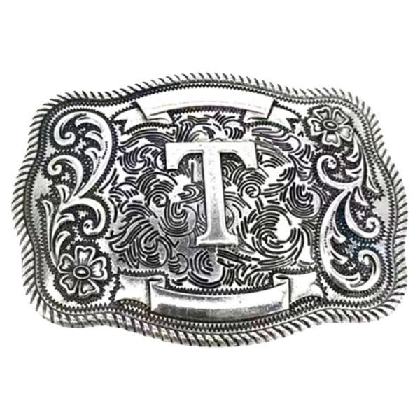 WESTERN ENGRAVED STYLE INITIAL METAL BUCKLE