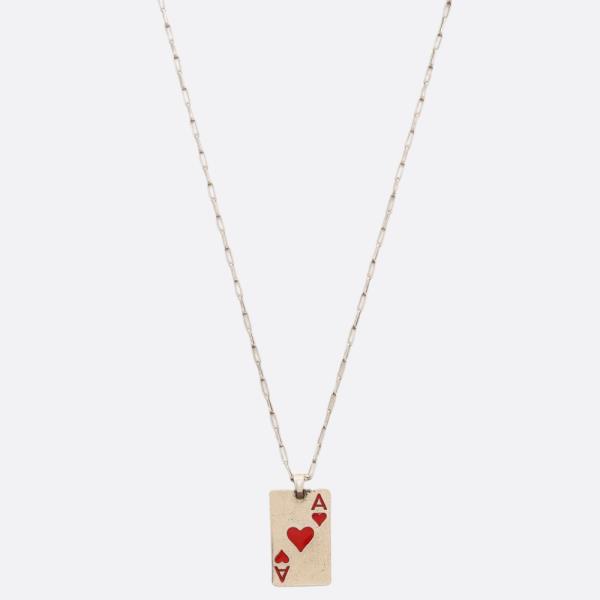 ACE OF HEARTS METAL PENDANT NECKLACE