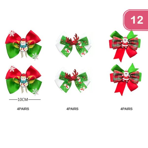 CHRISTMAS HAIR BOW PINS (12 UNITS)