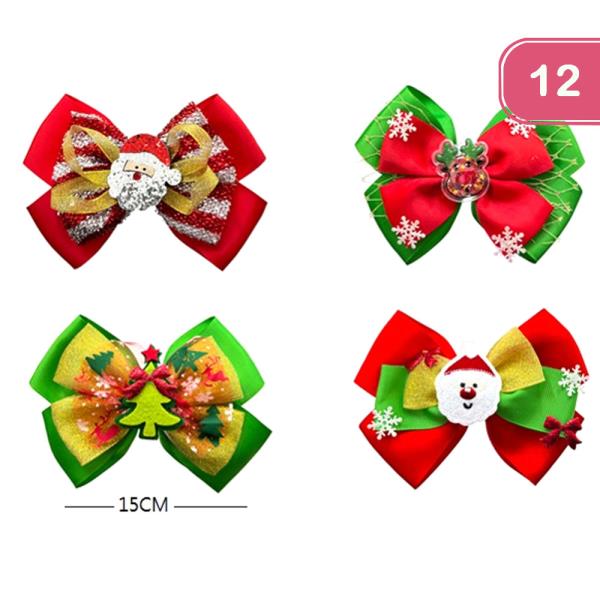 CHRISTMAS HAIR BOW PINS (12 UNITS)