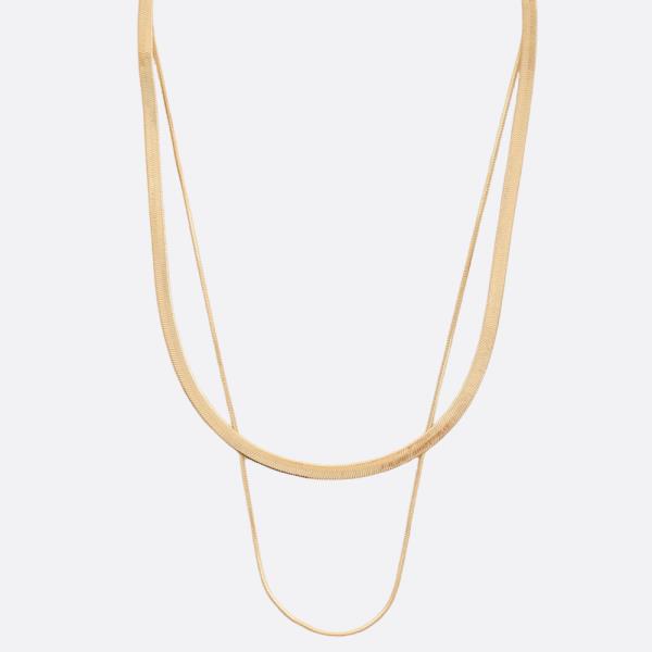 SODAJO FLAT SNAKE LINK LAYERED GOLD DIPPED NECKLACE