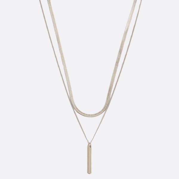 SODAJO METAL BAR FLAT SNAKE LINK LAYERED GOLD DIPPED NECKLACE