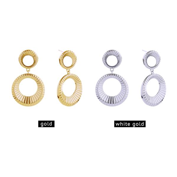 14K GOLD/ WHITE GOLD DIPPED DOUBLE LOOP POST EARRING