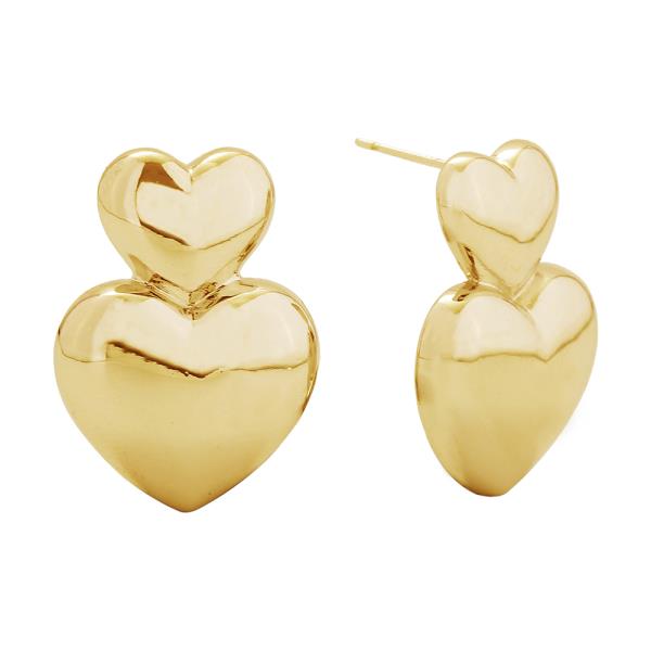 14K GOLD/ WHITE GOLD DIPPED CLOSED HEART DROP POST EARRING