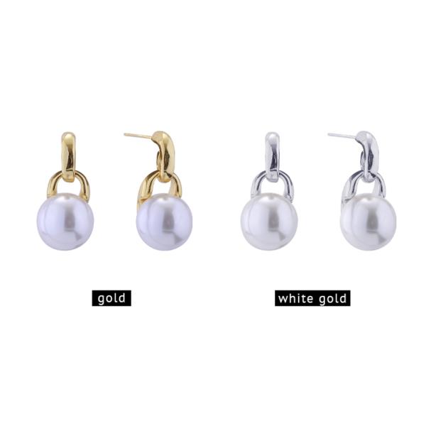 14K GOLD/ WHITE GOLD DIPPED DANGLE PEARL POST EARRING